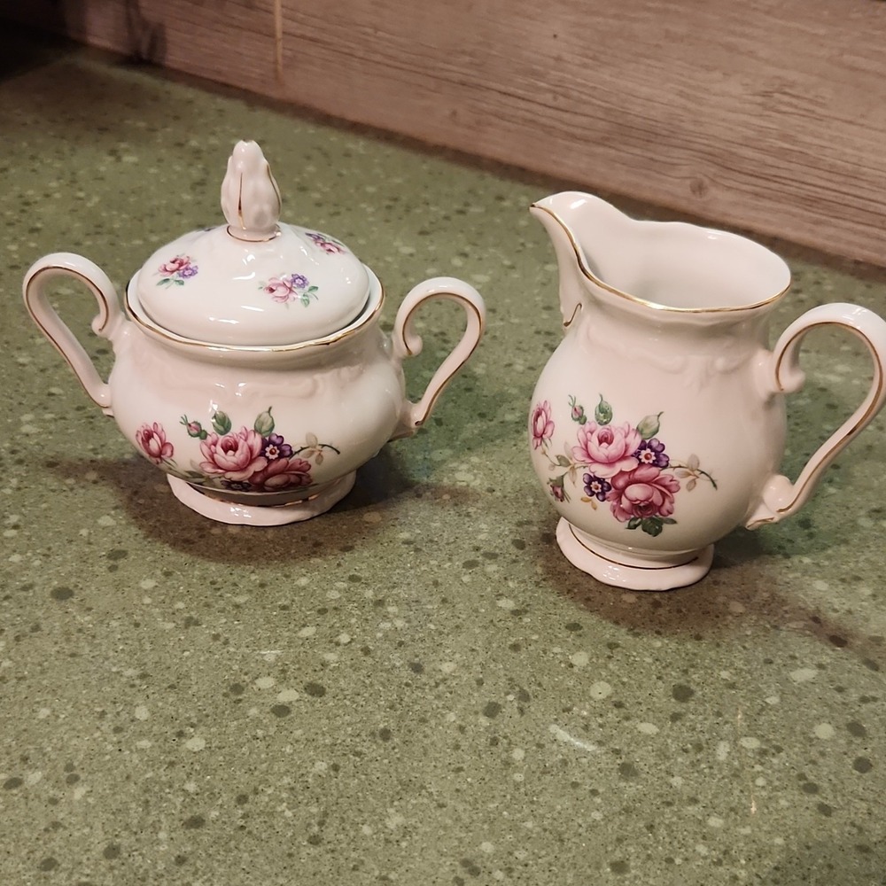 Winterling Bavaria Porcelain Floral Creamer & Sugar Set Vintage Fine China